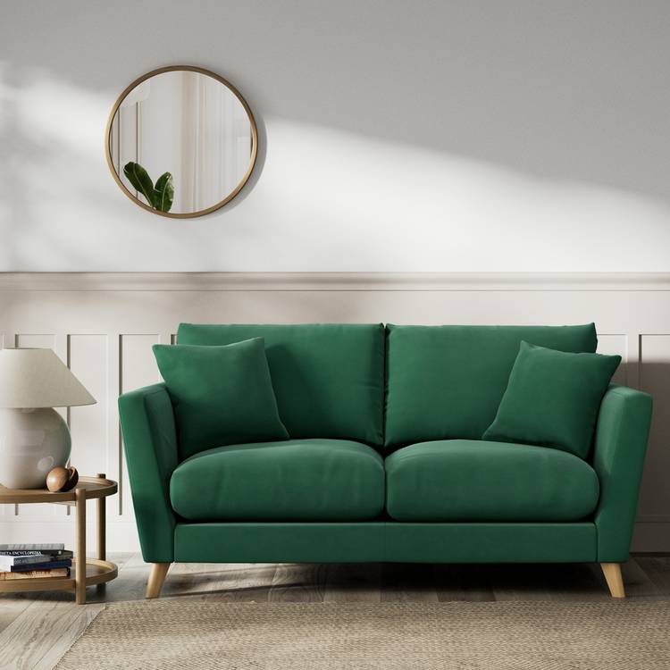 Habitat Lomond Fabric 2 Seater Sofa - Green - Ash Leg 0