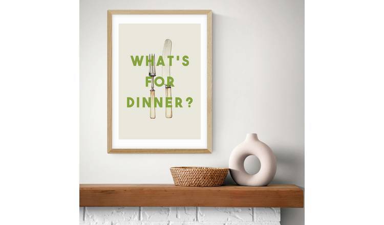 East End Prints What For Dinner Oak Frame Art Print - A2