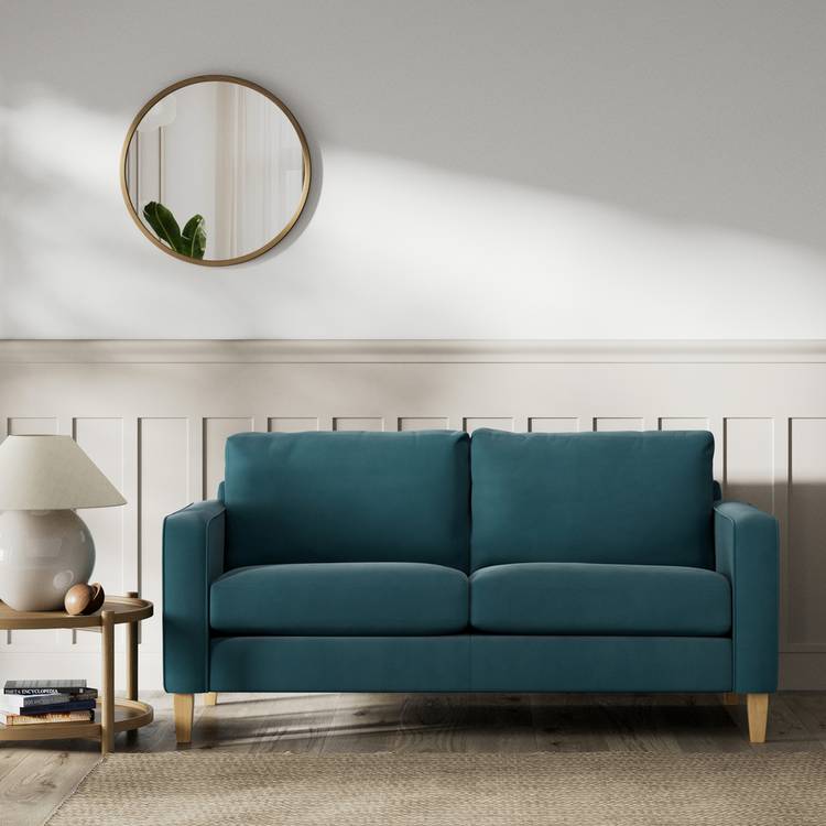 Habitat Flint Fabric 2 Seater Sofa - Teal - Ash Leg 0