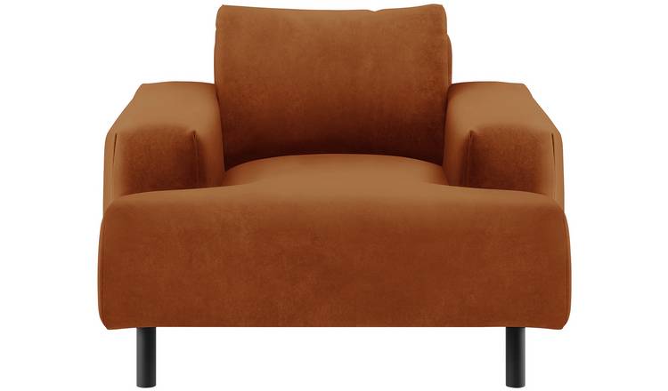 Habitat Julien Velvet Armchair - Orange