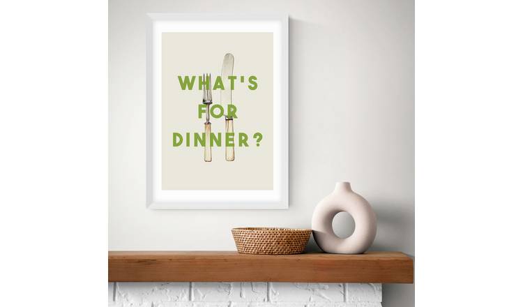 East End Prints Whats For Dinner White Frame Art Print - A2