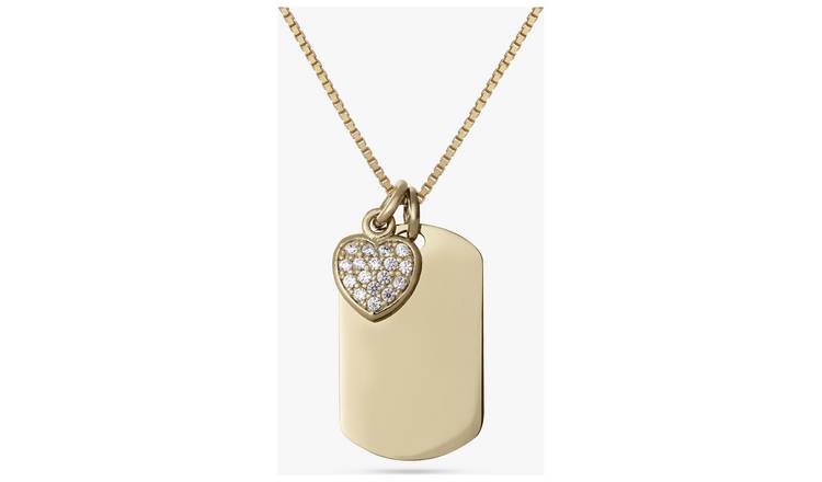 Revere Sterling Silver Dog Tag And Heart Pendant Necklace