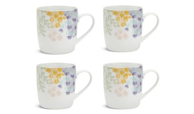 Habitat Floral Set of 4 Porcelain Mugs - Multicoloured