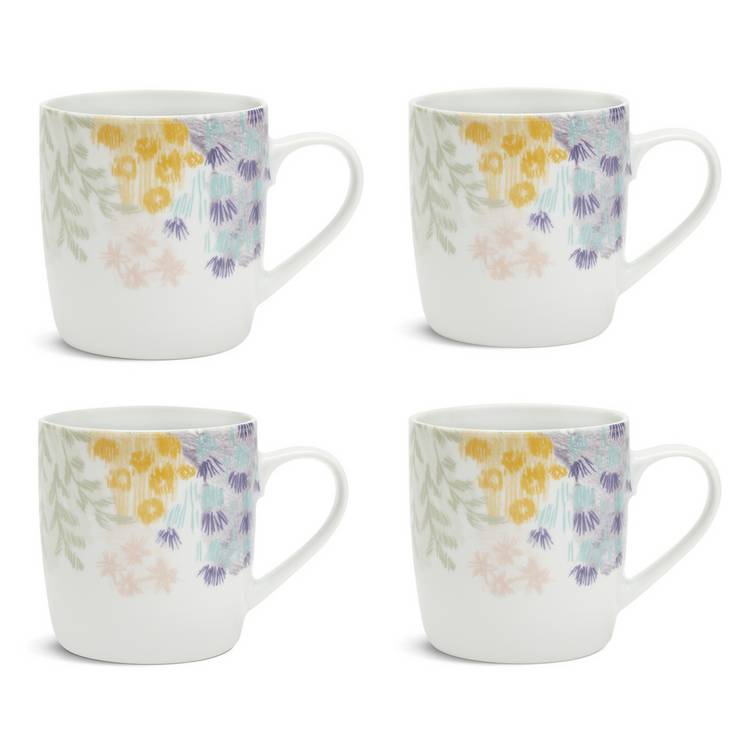 Habitat Floral Set of 4 Porcelain Mugs - Multicoloured 0