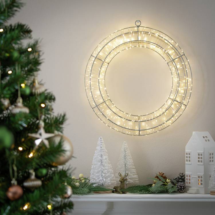 Habitat Warm White LED Christmas Wreath of Lights 0