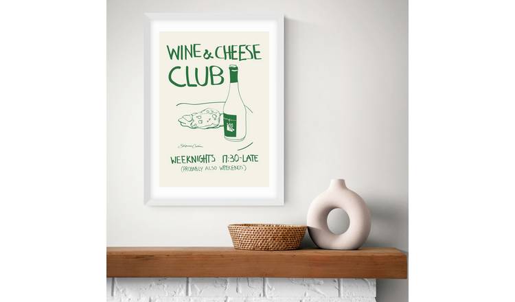 East End Prints Wine Cheese White Frame Art Print - A3