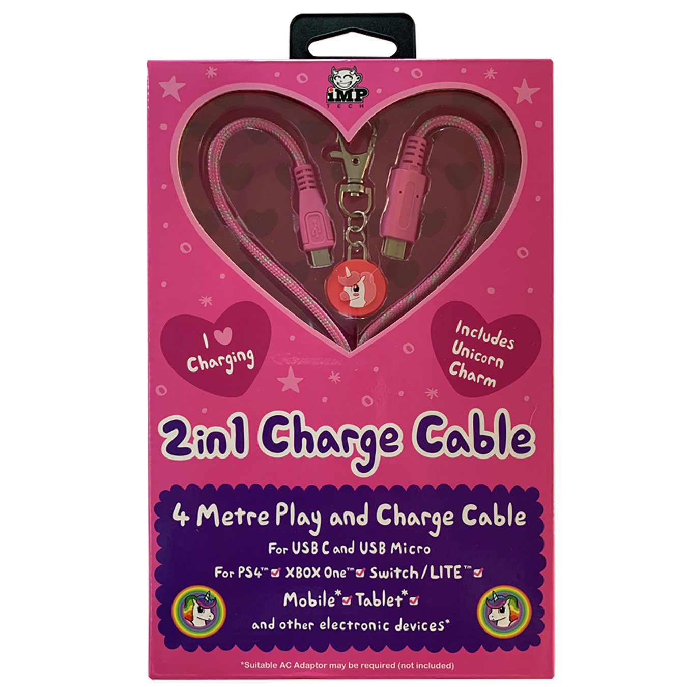 Dual Play & Charge 4m Cable with Unicorn Charm Review