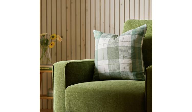 Argos Home Woven Check Cushion - Green - 43x43cm