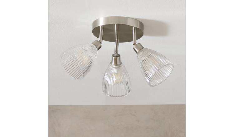 Argos Home Steel 3 Lights Ribbed Spotlights - Chrome