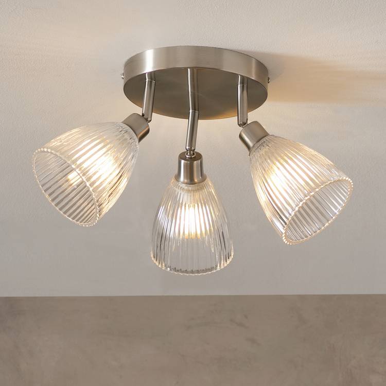 Argos Home Steel 3 Lights Ribbed Spotlights - Chrome 0