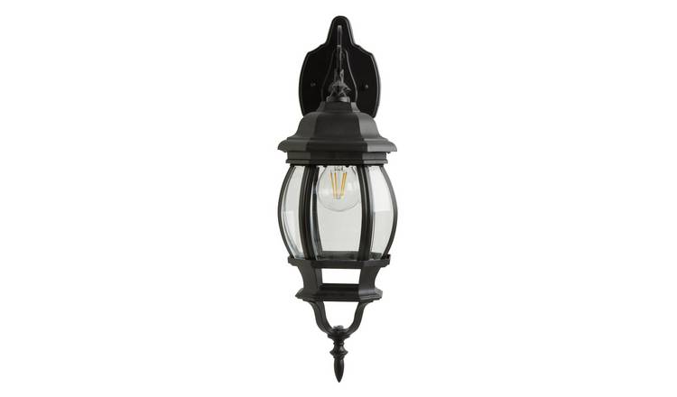 Pumpkin 8 Sided Black Outdoor LED Wall Lantern