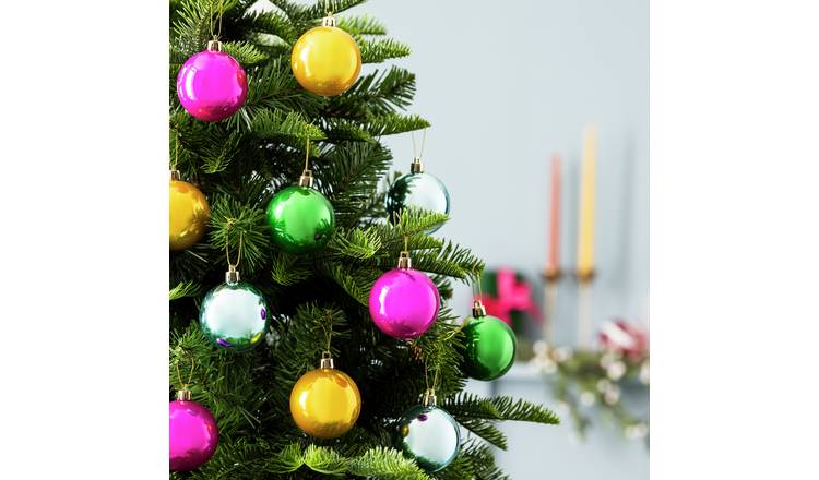 Habitat Pack of 24 Christmas Baubles - Multicoloured