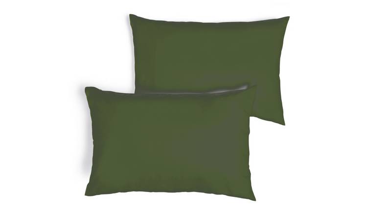 Habitat Cotton Brushed Standard Pillowcase Pair - Green