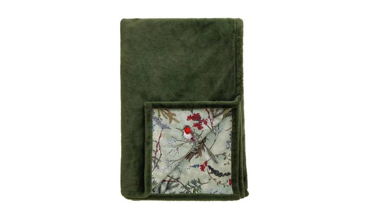 Argos Home Robin Christmas Velvet Throw-Sage -150x200cm