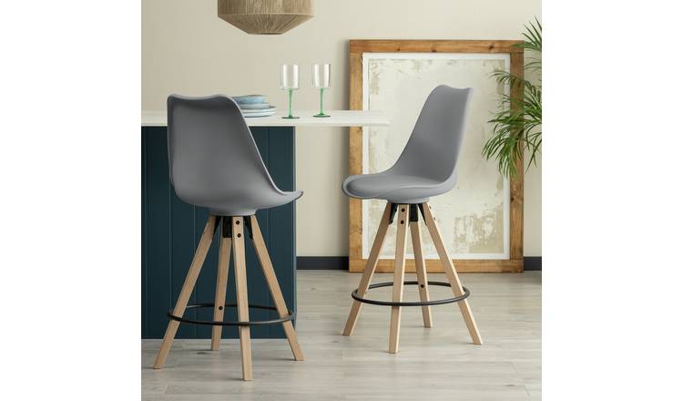 Habitat Jerry Pair of Counter Bar Stools - Grey