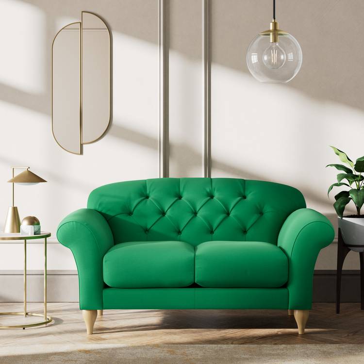Habitat Brooker Fabric  2 Seater Sofa - Green - Ash Leg 0