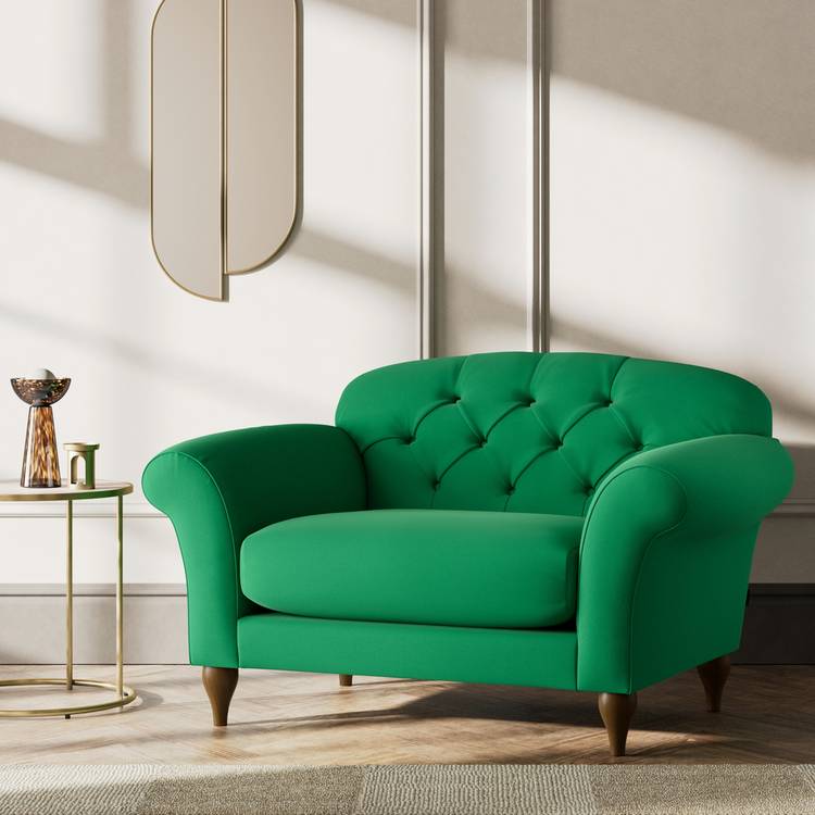 Habitat Brooker Fabric Cuddle Chair - Green - Dark Leg 0