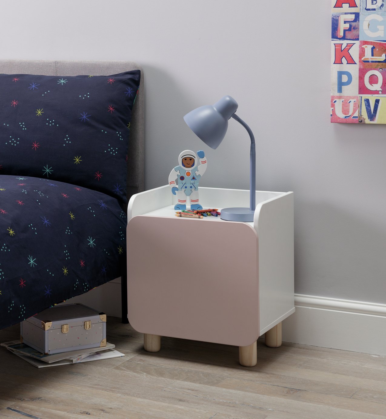 dusty pink bedside table