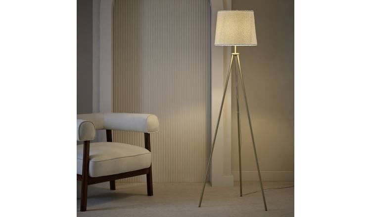 Habitat Ed Metal Tripod Floor Lamp Base Only - Brass