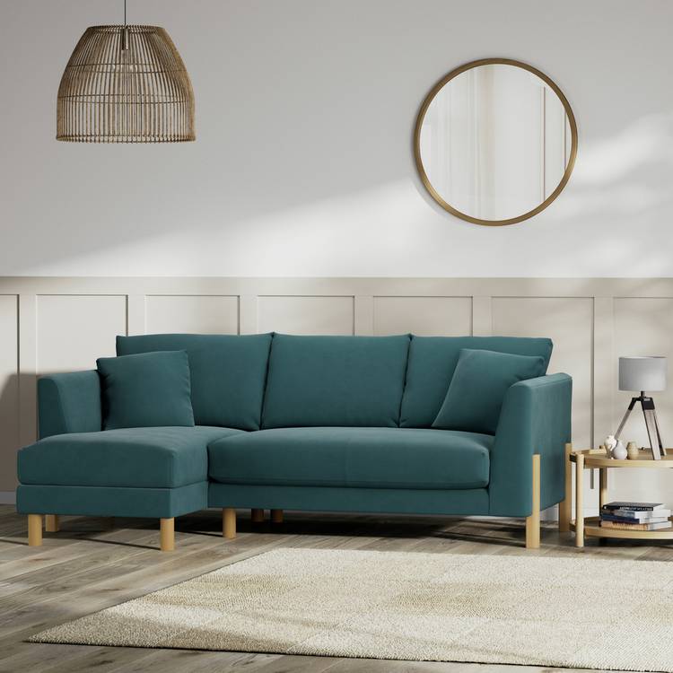 Habitat Aston Left Hand Corner Sofa - Teal - Ash Leg 0