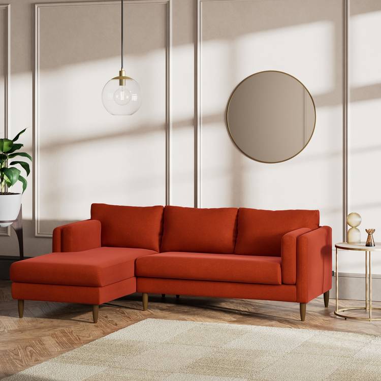 Habitat Newington Left Hand Corner Sofa - Orange - Dark Leg 0