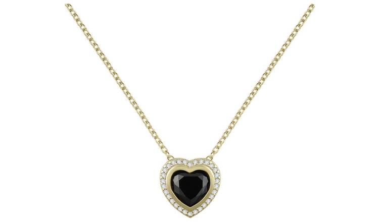 Radley 18ct Gold Plated Black Stone Heart Necklace