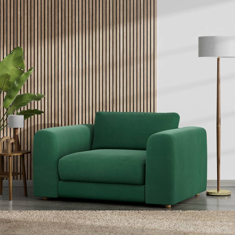 Habitat Ayr Fabric Cuddle Chair - Green 0