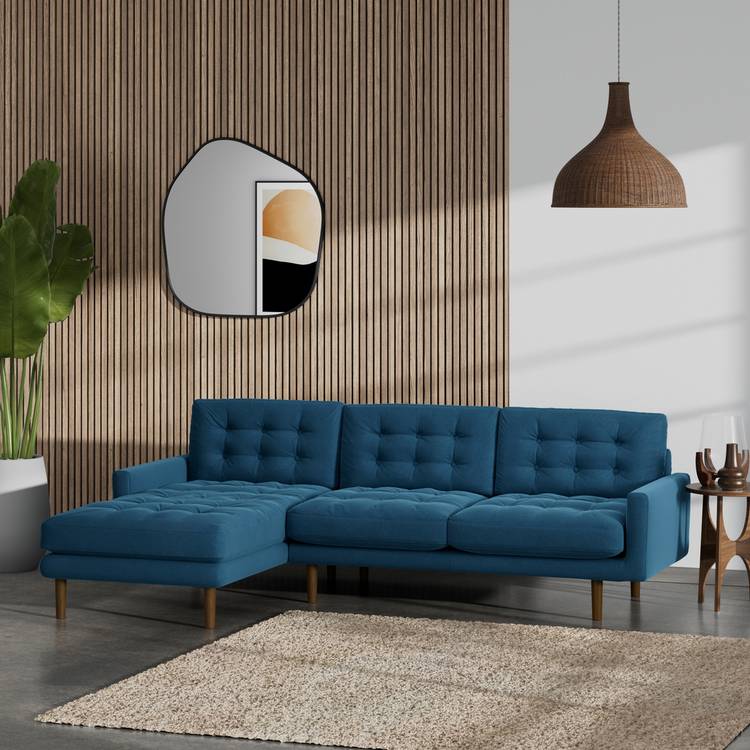 Habitat Fenner Left Hand Corner Sofa - Ink Blue- Dark Leg 0