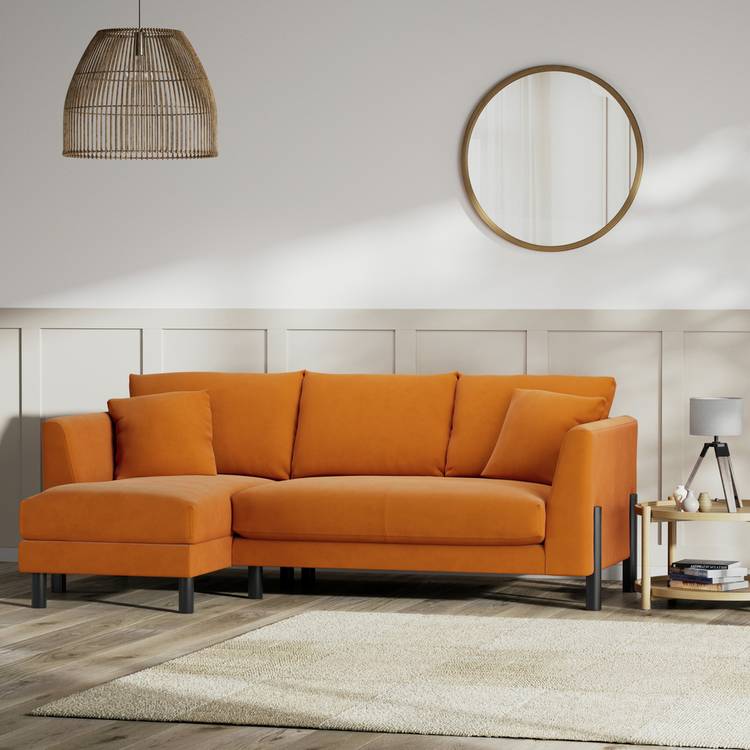 Habitat Aston Left Hand Corner Sofa - Orange - Black Leg 0