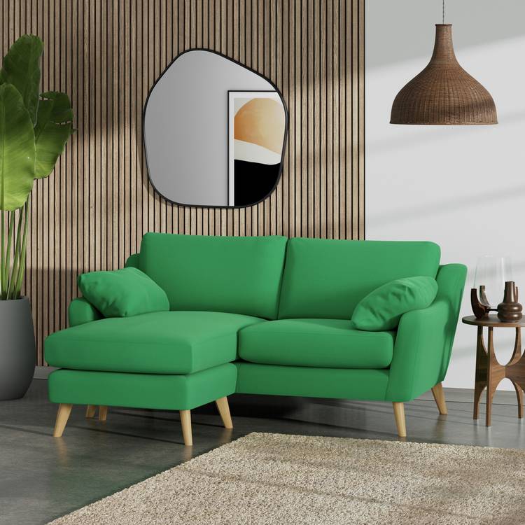 Habitat Ivor Left Hand Corner Sofa - Emerald Green-Ash Leg 0
