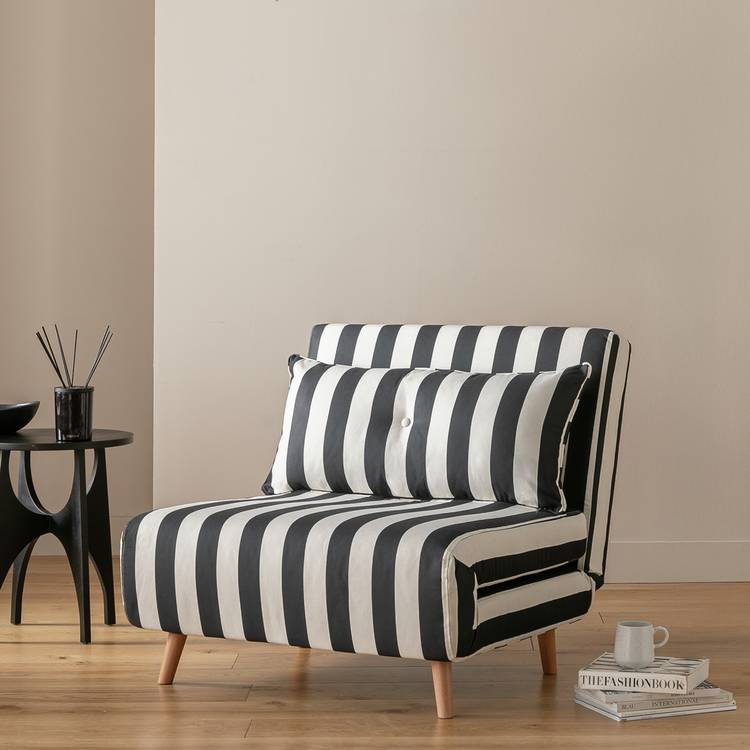 Habitat Roma Single Fabric Chairbed - Black & White 0