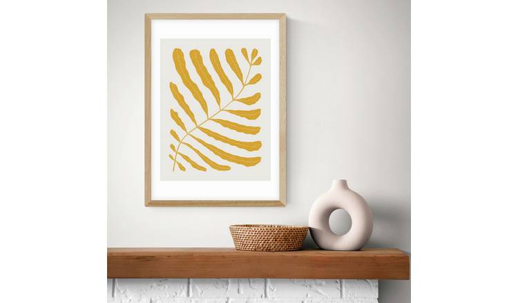 East End Prints Yellow Plant Oak Frame Art Print - A3