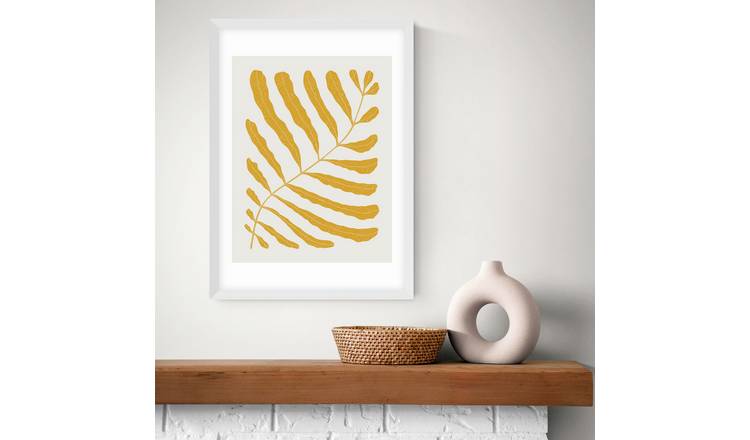 East End Prints Yellow Plant White Frame Art Print - A3