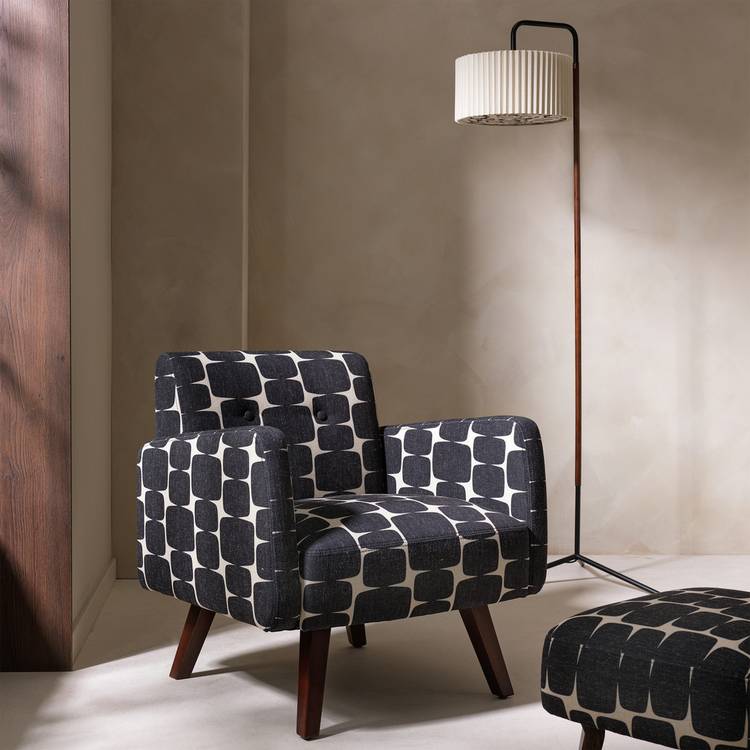 Habitat x Scion Lohko Fabric Armchair - Black & White 0