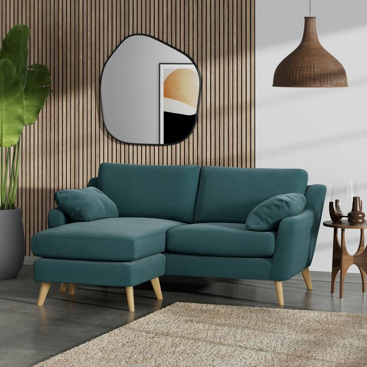Habitat Ivor Left Hand Corner Sofa - Teal - Ash Leg 0