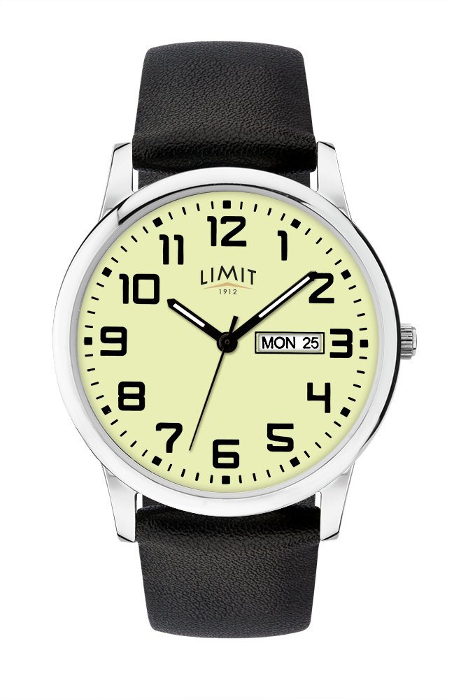 Limit Mens Silver Faux Leather Black Strap Watch Review