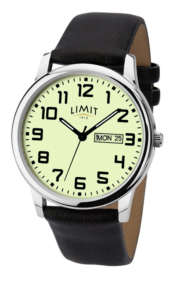 Limit Mens Silver Faux Leather Black Strap Watch Review