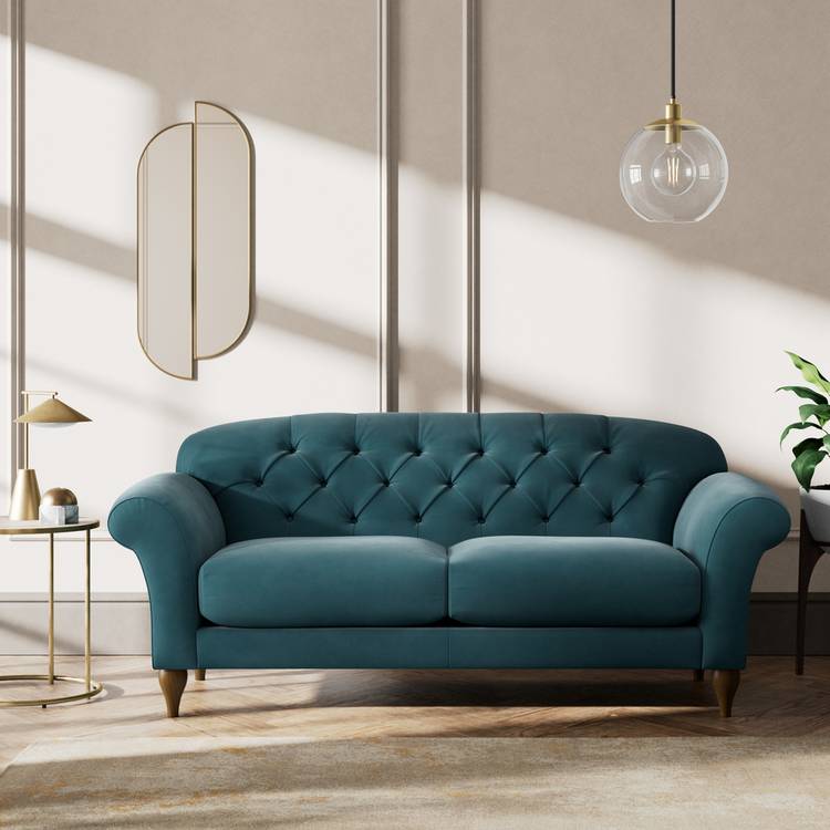 Habitat Brooker Fabric  3 Seater Sofa - Teal - Dark Leg  0