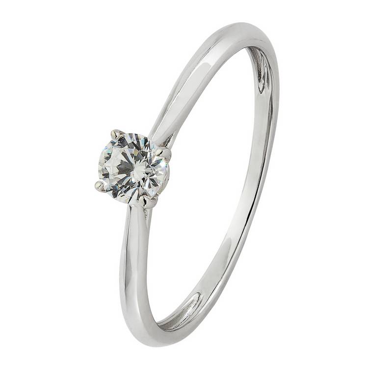 Revere 9ct White Gold Cubic Zirconia Engagement Ring - N 0