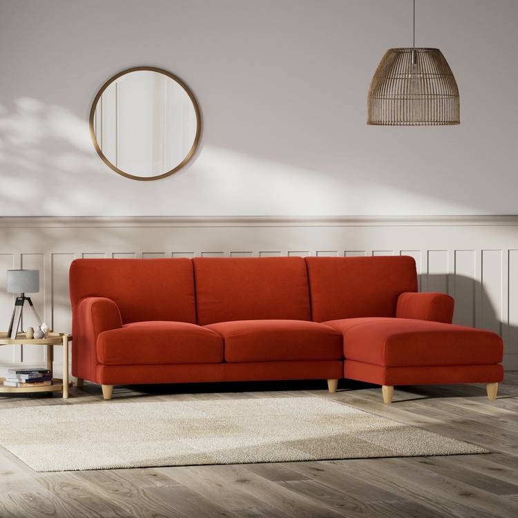 Habitat Askem Velvet Right Hand Corner Sofa - Burnt Orange 0