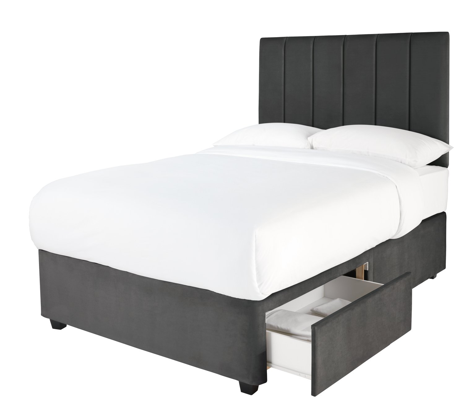 Forty Winks Velvet 1000 Pocket 2Drw Divan Bed Steel Review