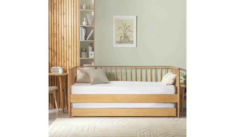 Habitat Chiltern Trundle Day Bed with 2 Mattresses - Oak