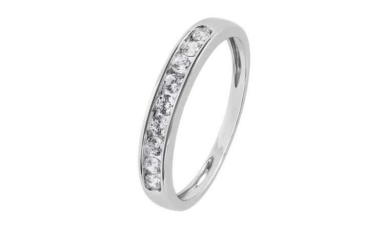 Revere 9ct White Gold Cubic Zirconia Eternity Ring - I