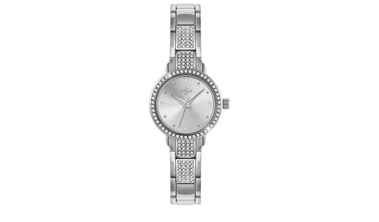 Spirit Ladies Silver Tone Stone Set Bracelet Watch