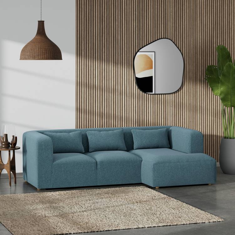 Habitat Lars Right Hand Corner Sofa - Blue - Ash Leg 0