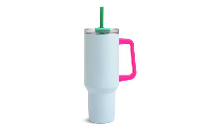 Habitat Pink Handle Thermal Blue Travel Mug - 1182ml