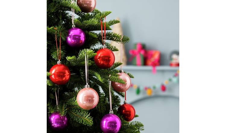 Habitat Pack of 9 Bright Glass Effect Christmas Baubles