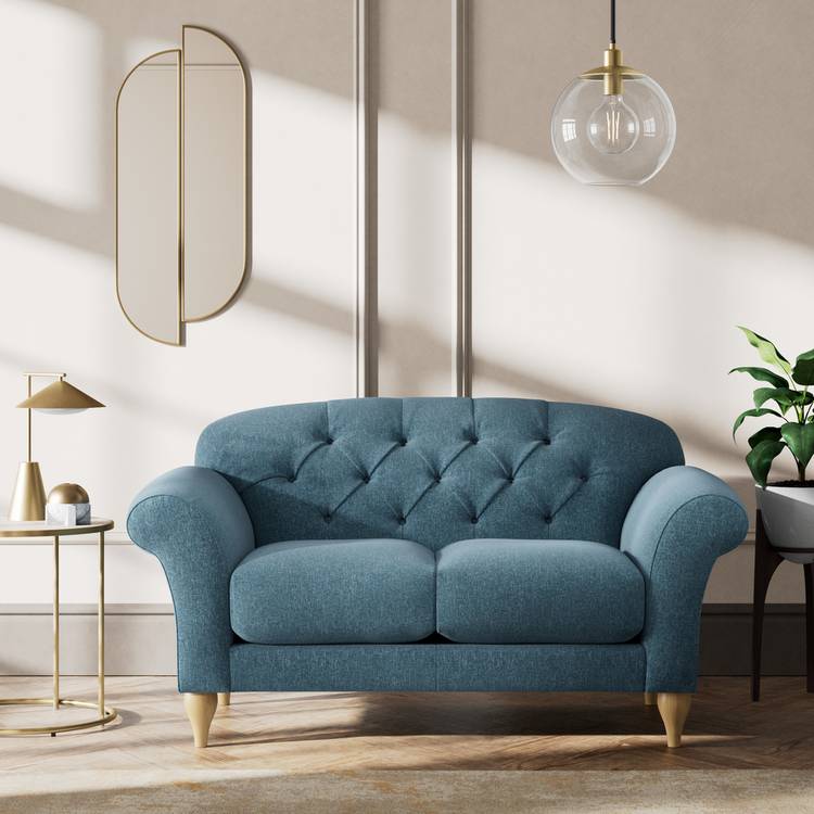 Habitat Brooker Fabric  2 Seater Sofa - Blue - Ash Leg 0