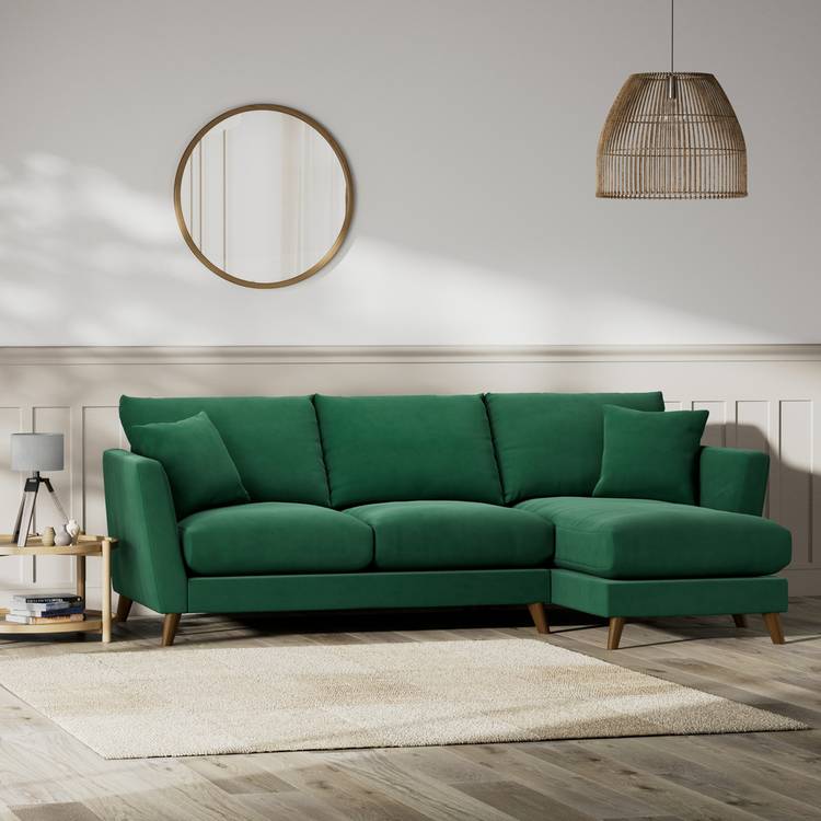 Habitat Lomond Right Hand Corner Sofa - Green - Dark Leg 0