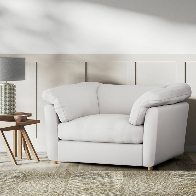Habitat Wynn Fabric Cuddle Chair - Natural - Ash Leg 0